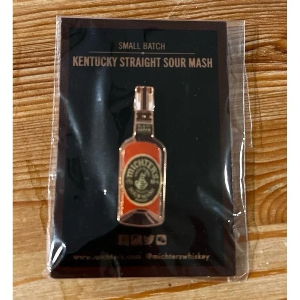 NEW! Michter's Bourbon Whiskey metal lapel pin button mini bottle